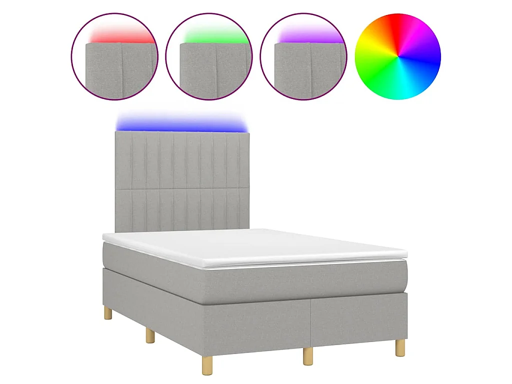 Boxspring met matras en LED stof lichtgrijs 120x190 cm