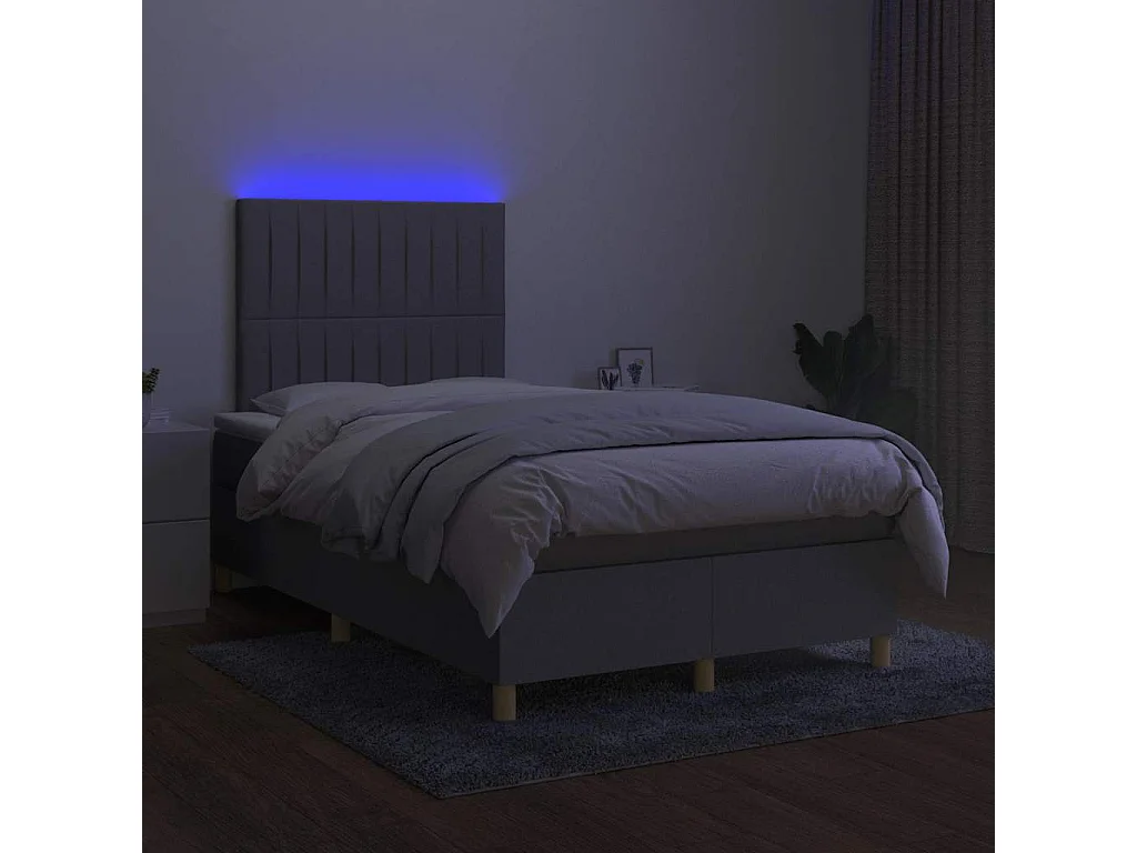 Boxspring met matras en LED stof lichtgrijs 120x190 cm