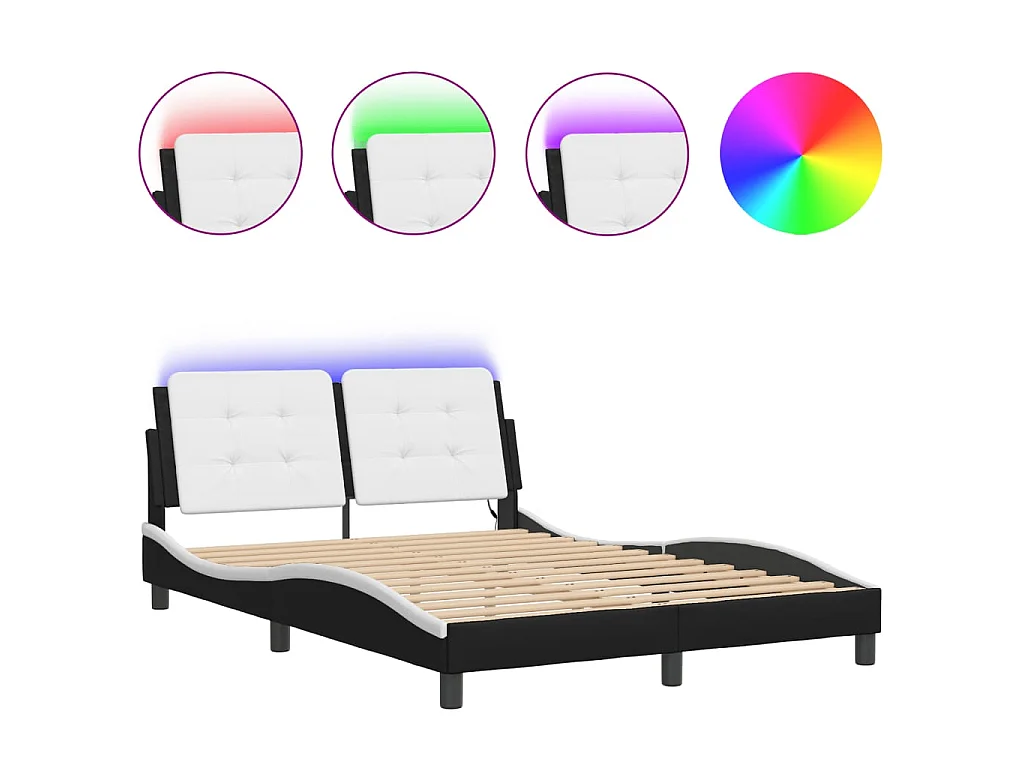 Bedframe met LED zonder matras "Zadar" zwart en wit 140x200 cm