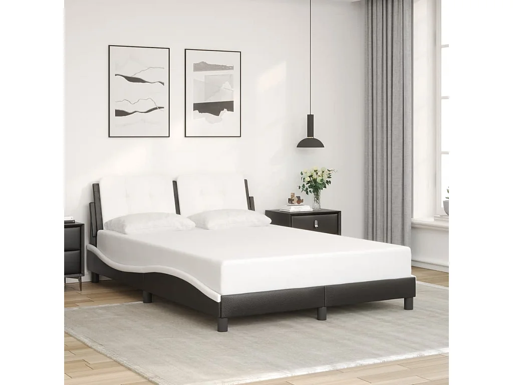 Bedframe met LED zonder matras "Zadar" zwart en wit 140x200 cm