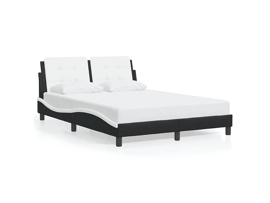 Bedframe met LED zonder matras "Zadar" zwart en wit 140x200 cm