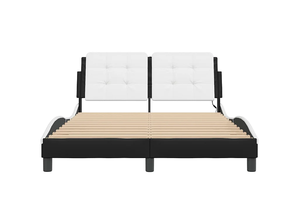 Bedframe met LED zonder matras "Zadar" zwart en wit 140x200 cm