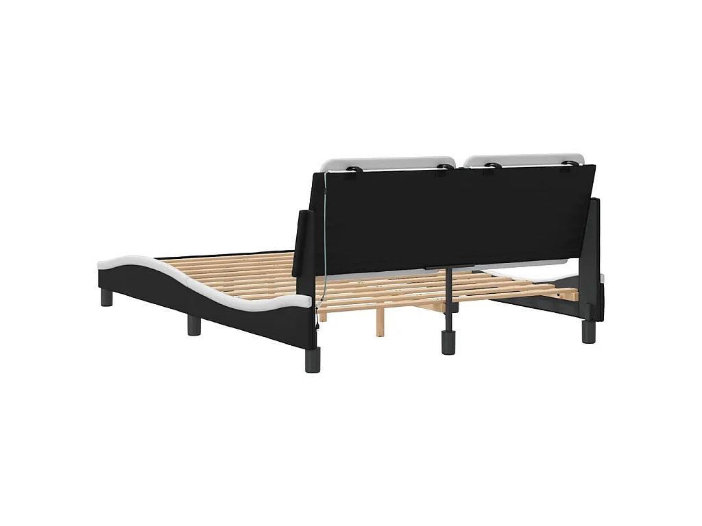 Bedframe met LED zonder matras "Zadar" zwart en wit 140x200 cm
