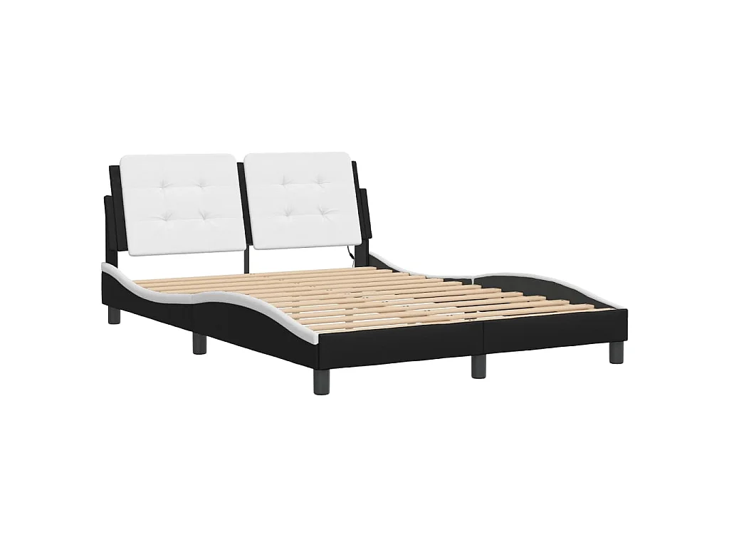 Bedframe met LED zonder matras "Zadar" zwart en wit 140x200 cm