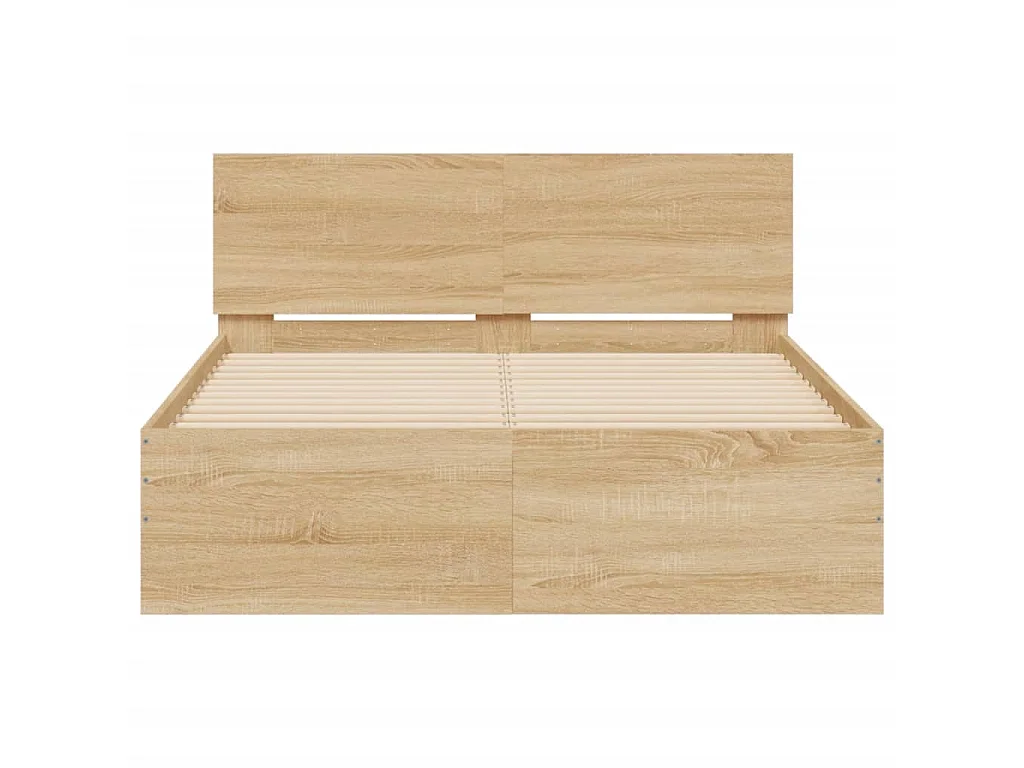 Bettgestell mit Kopfteil LED-Beleuchtung Sonoma-Eiche 135x190cm