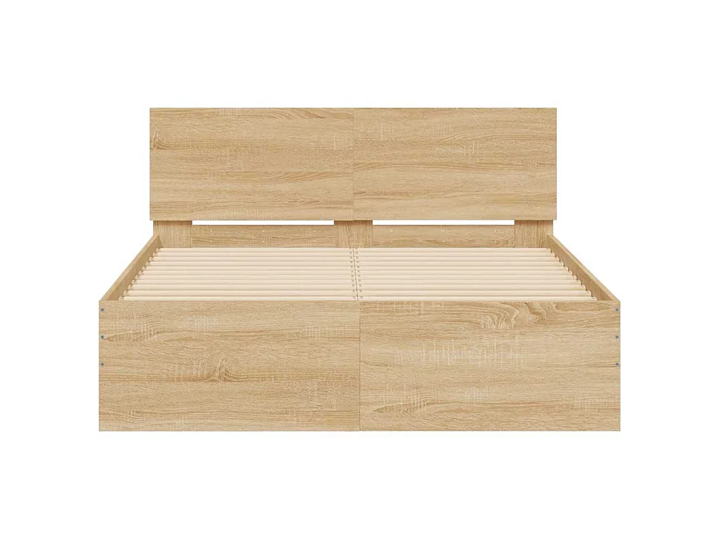 Cadre de lit avec LED sans matelas chêne sonoma 135x190 cm