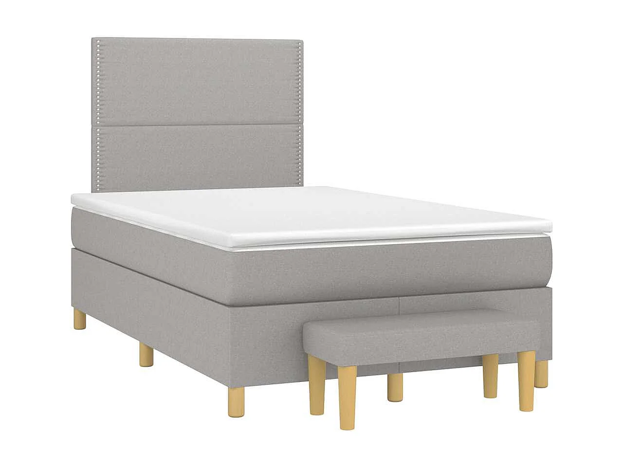 Sommier à lattes de lit et matelas gris clair 120x190 cm tissu