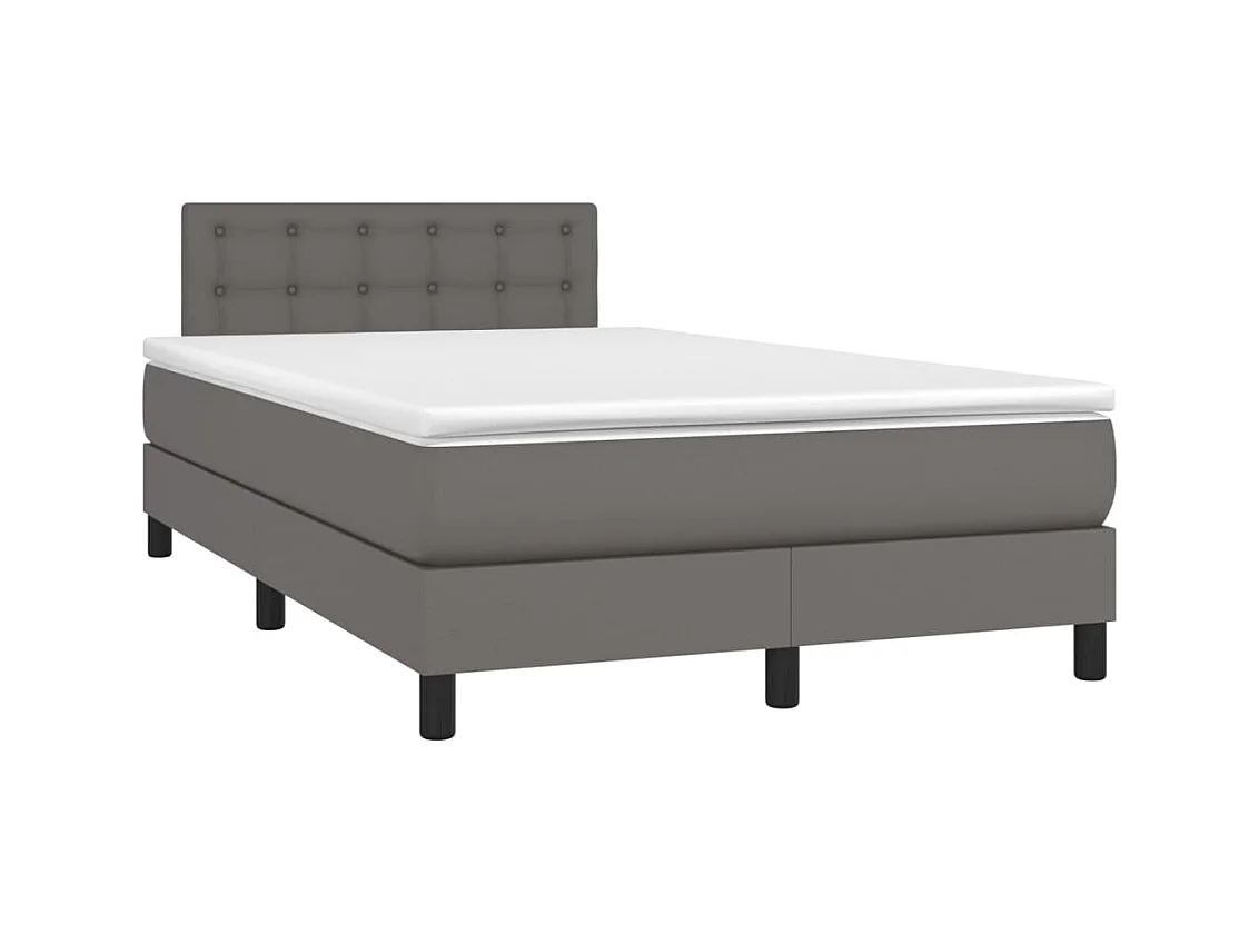 Sommier à lattes de lit matelas LED gris 120x190 cm similicuir