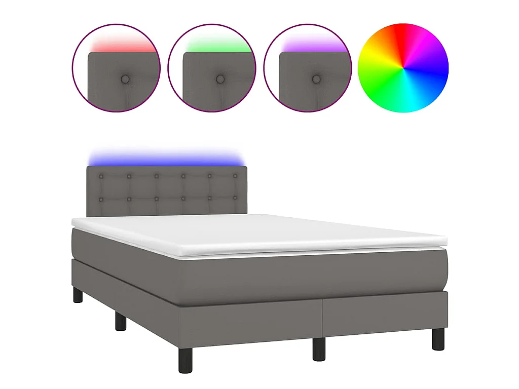 Boxspring met matras en LED kunstleer grijs 120x190 cm