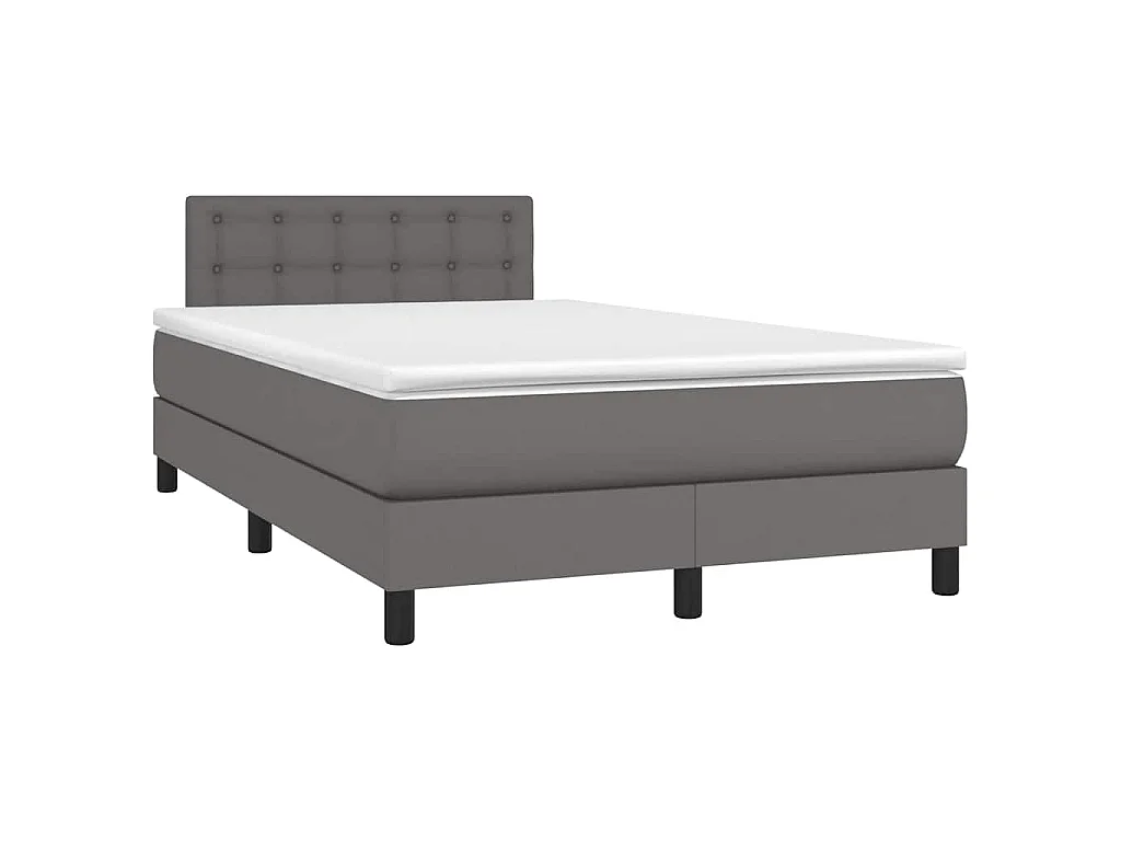 Boxspring met matras en LED kunstleer grijs 120x190 cm
