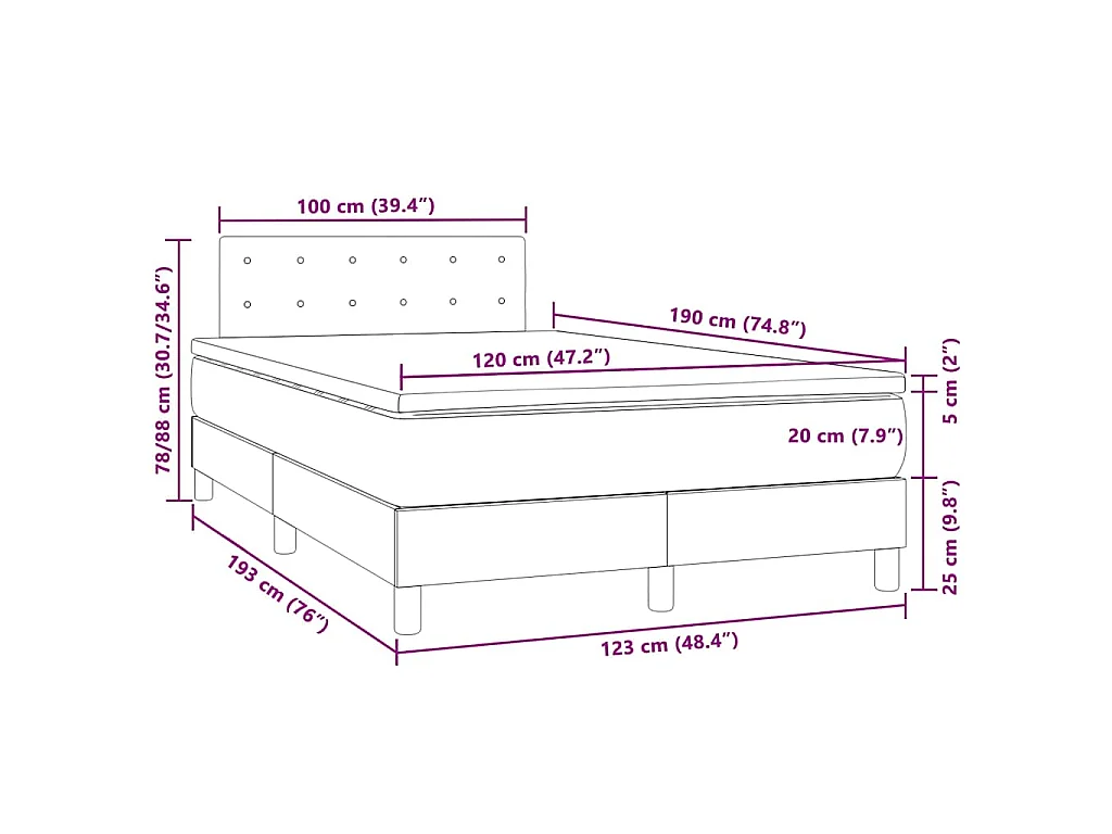 Boxspring met matras en LED kunstleer grijs 120x190 cm