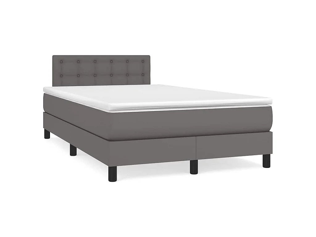 Sommier à lattes de lit matelas LED gris 120x190 cm similicuir