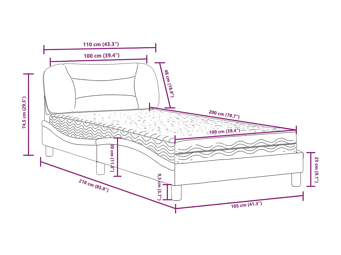 Bed met matras "Hvar" stof taupe 100x200 cm