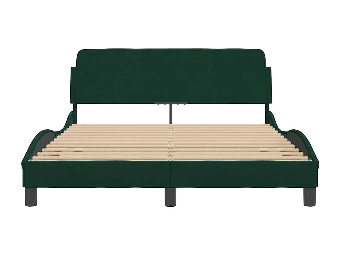 Cadre de lit Dover vert foncé 140x200 cm velours