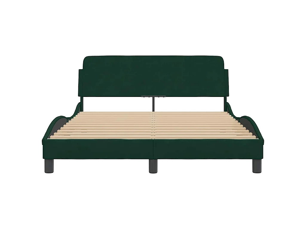 Cadre de lit Dover vert foncé 140x200 cm velours