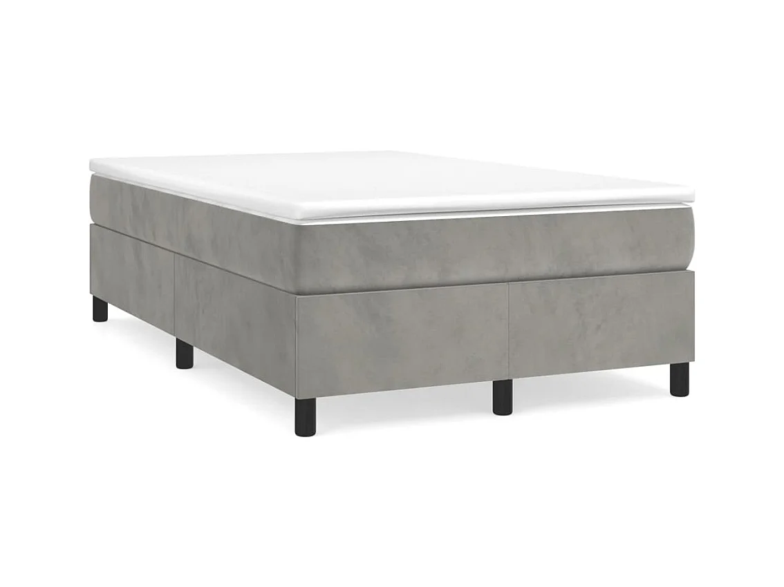 Sommier à lattes de lit et matelas gris clair 120x190cm velours