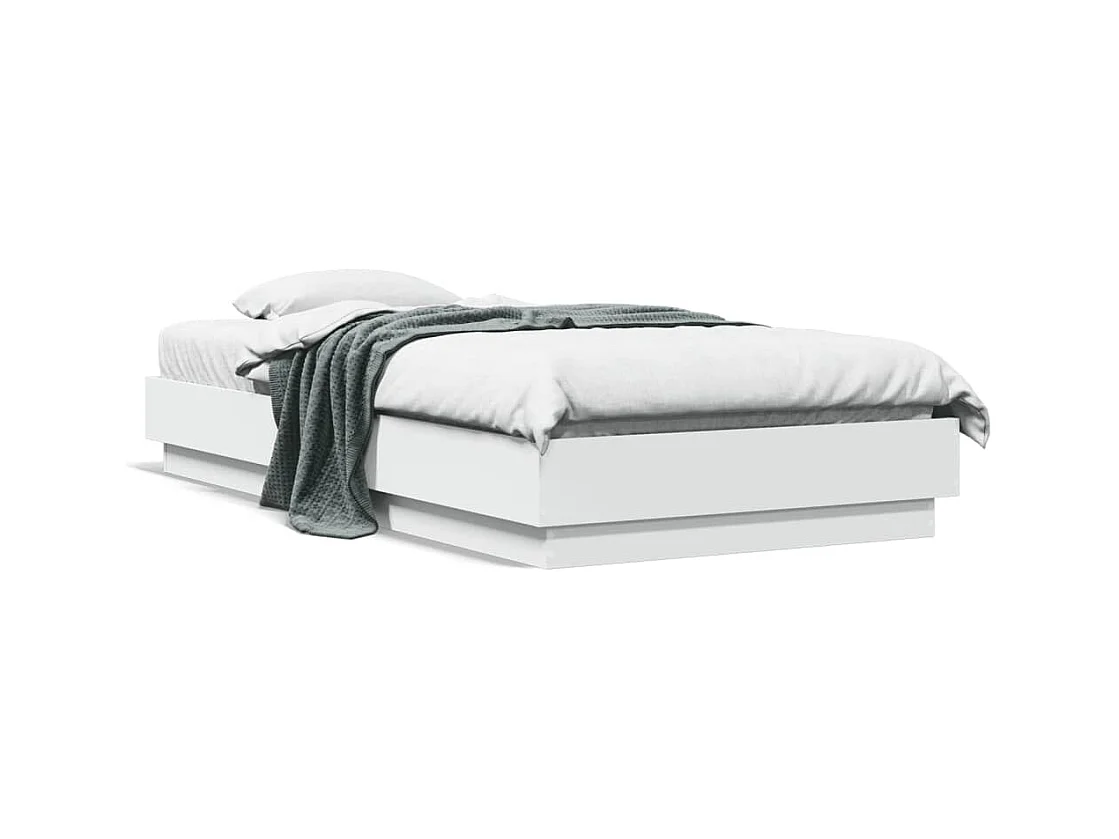 Cadre de lit sans matelas avec lumières LED blanc 75x190 cm