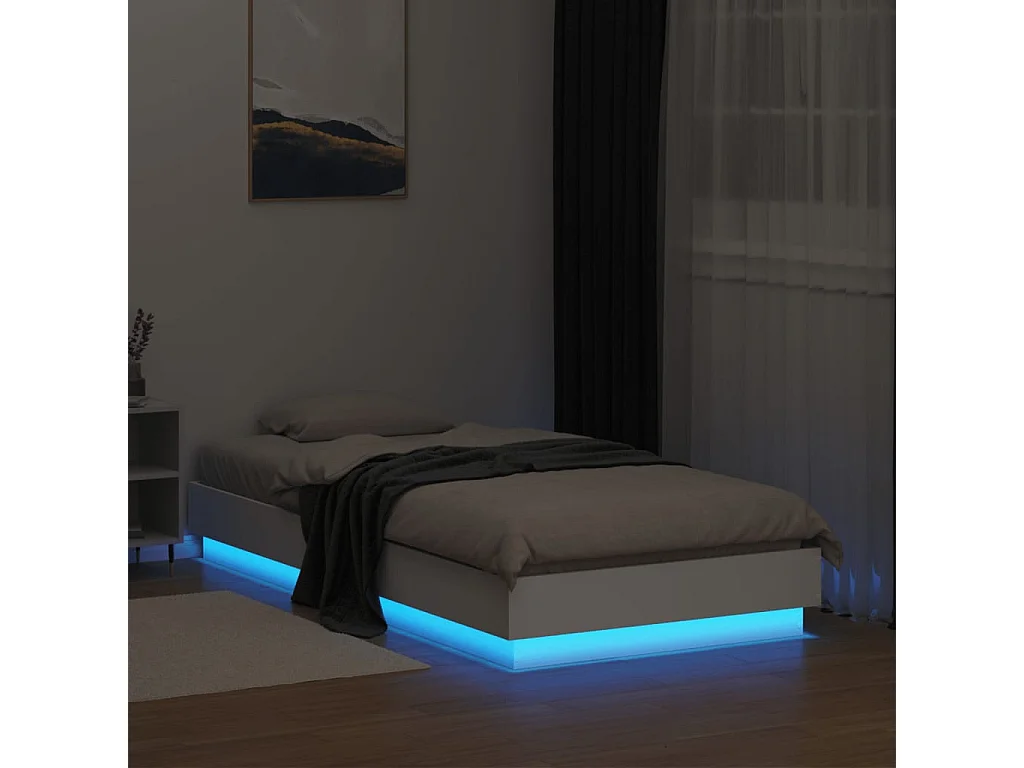Estructura de cama con luces LED blanco 75x190 cm