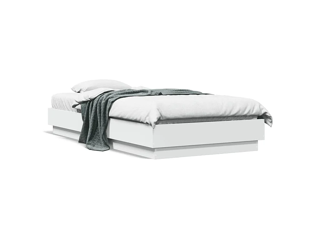 Cadre de lit sans matelas avec lumières LED blanc 75x190 cm