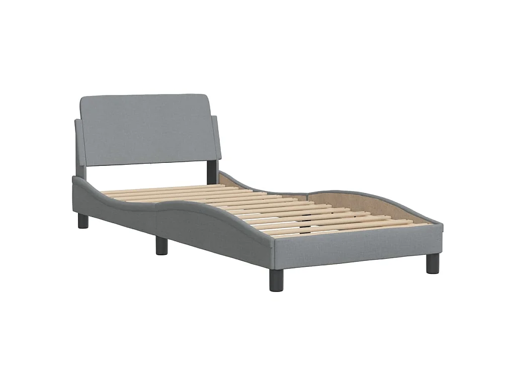 Lit avec matelas Dover gris clair 90x200 cm tissu