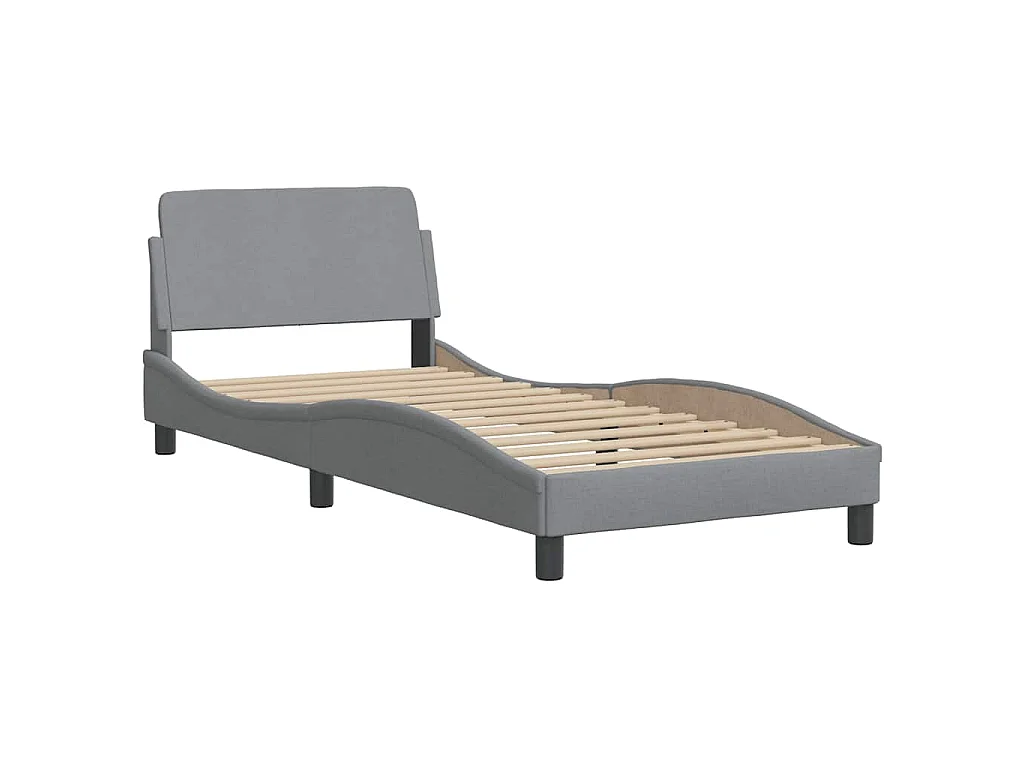 Cama con colchón Dover tela gris claro 90x200 cm