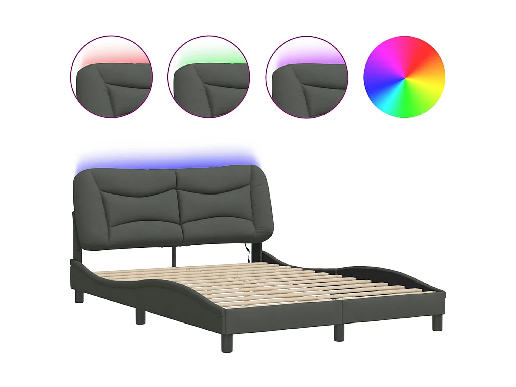 Bedframe met LED zonder matras "Hvar" 140x200 cm stof donkergrijs