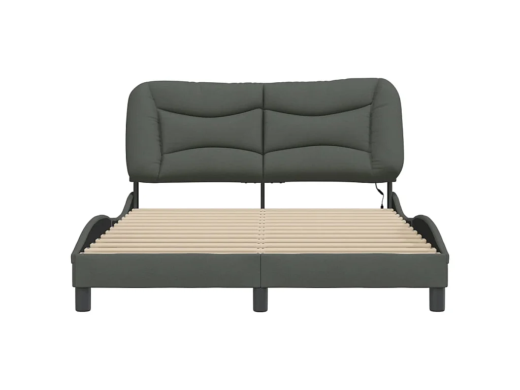 Bedframe met LED zonder matras "Hvar" 140x200 cm stof donkergrijs