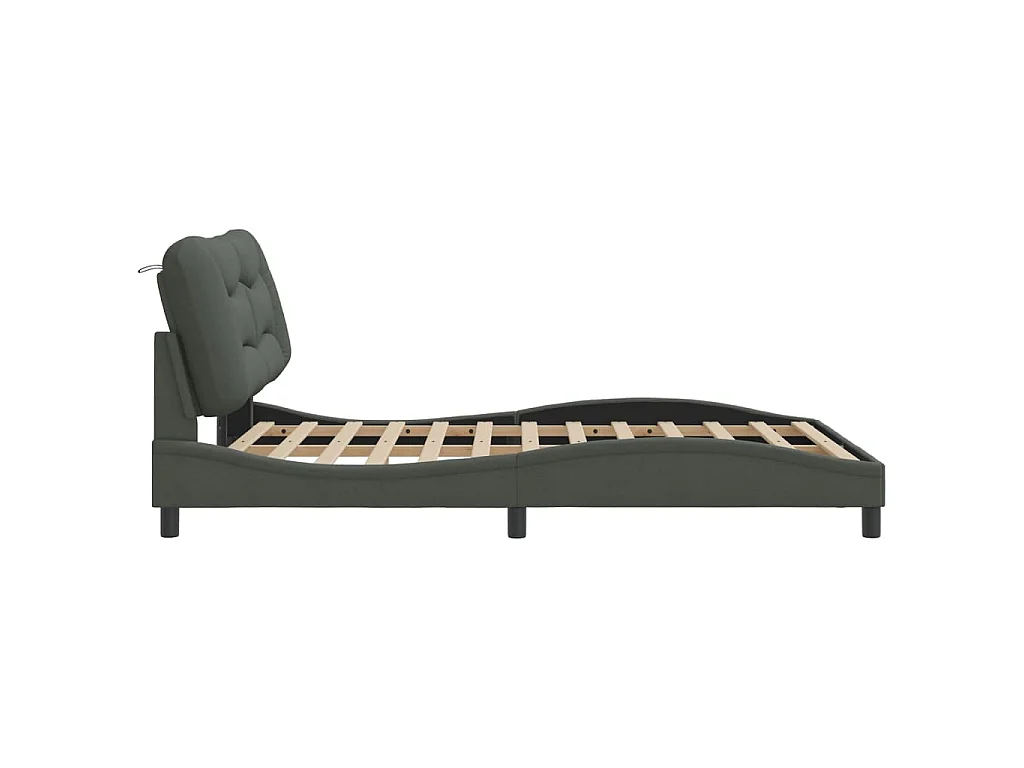 Bedframe met LED zonder matras "Hvar" 140x200 cm stof donkergrijs