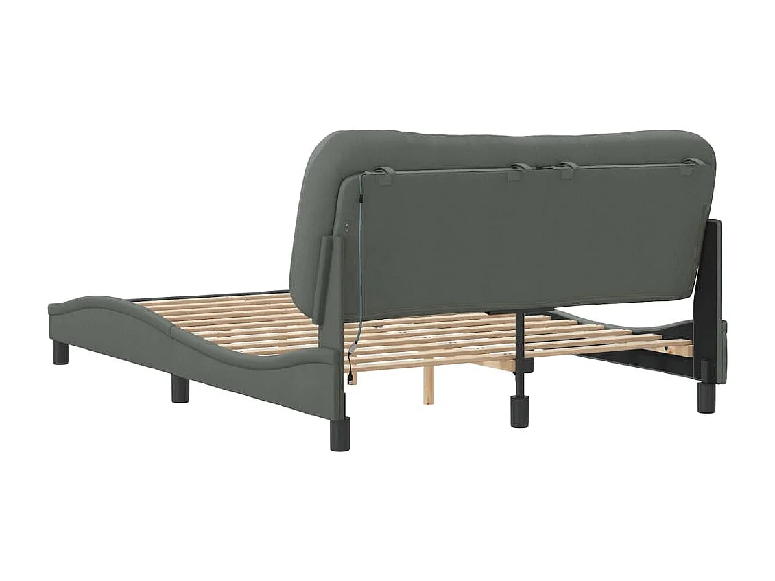 Bedframe met LED zonder matras "Hvar" 140x200 cm stof donkergrijs