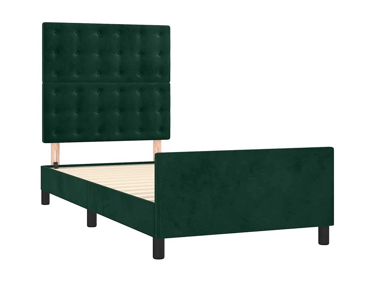 Cadre de lit sans matelas vert foncé 90x200 cm velours