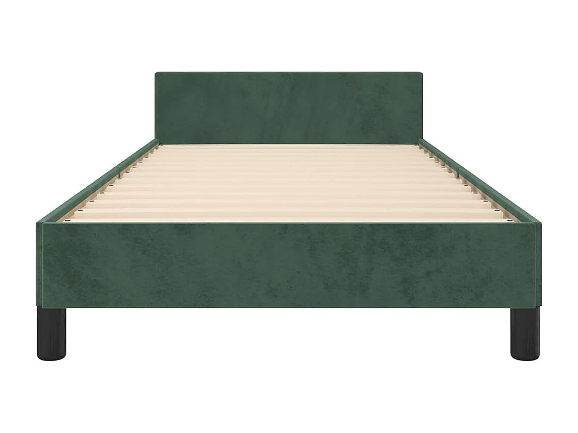 Cadre de lit sans matelas vert foncé 90x200 cm velours