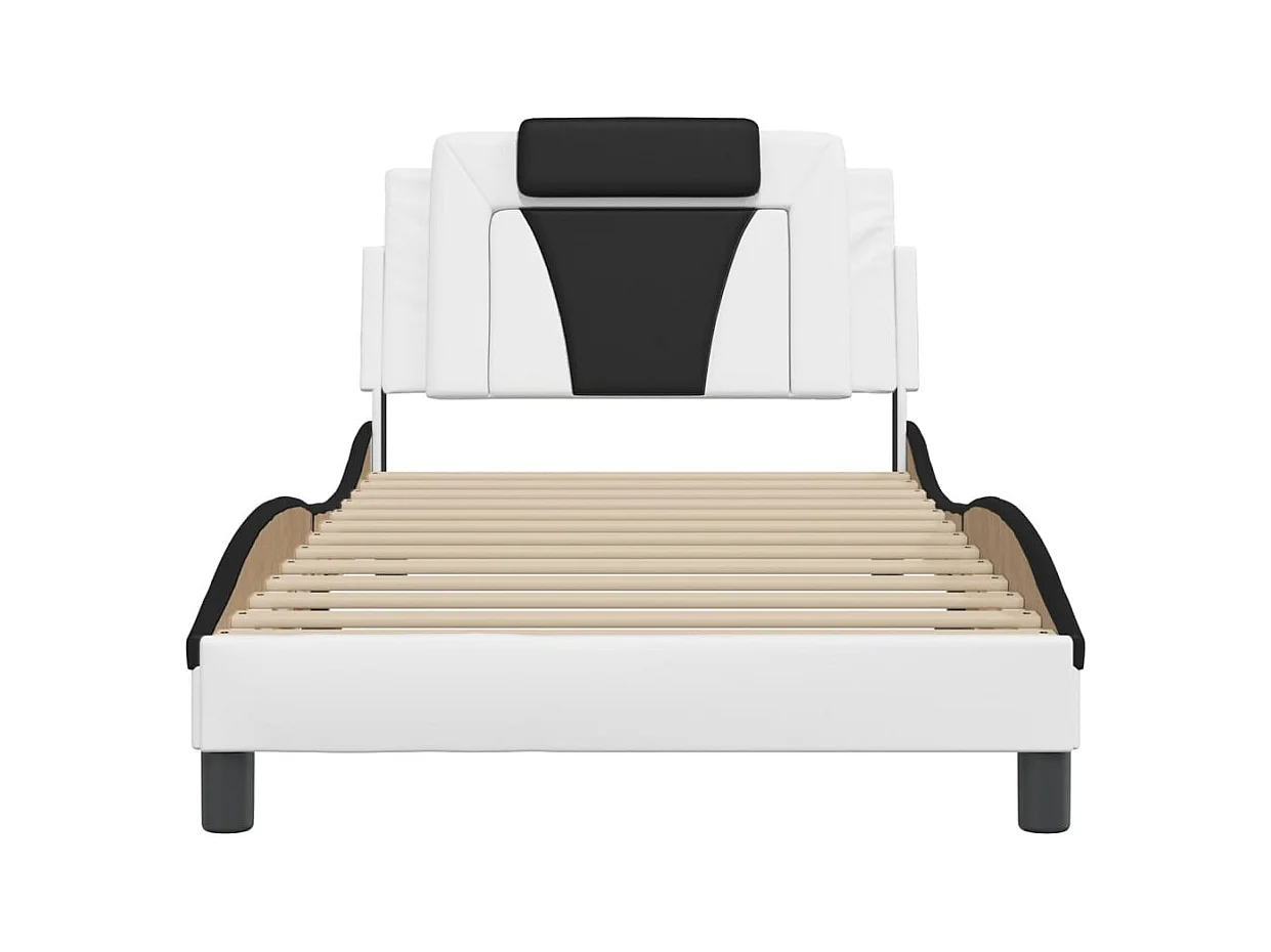 Cadre de lit Viana avec LED sans matelas blanc et noir 100x200 cm