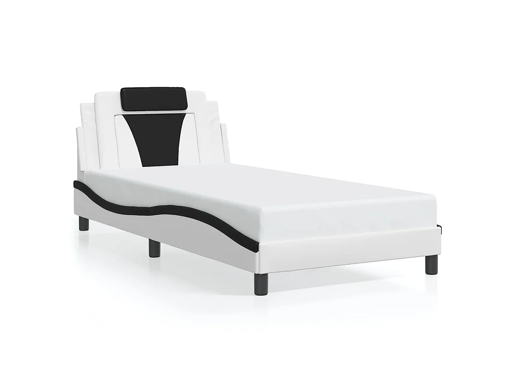 Bettgestell "Viana" mit LED ohne Matratze Weiß und Schwarz 100x200 cm