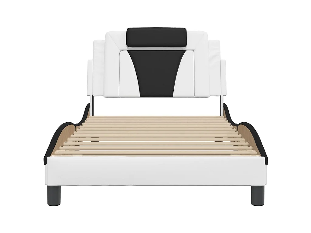 Bettgestell "Viana" mit LED ohne Matratze Weiß und Schwarz 100x200 cm