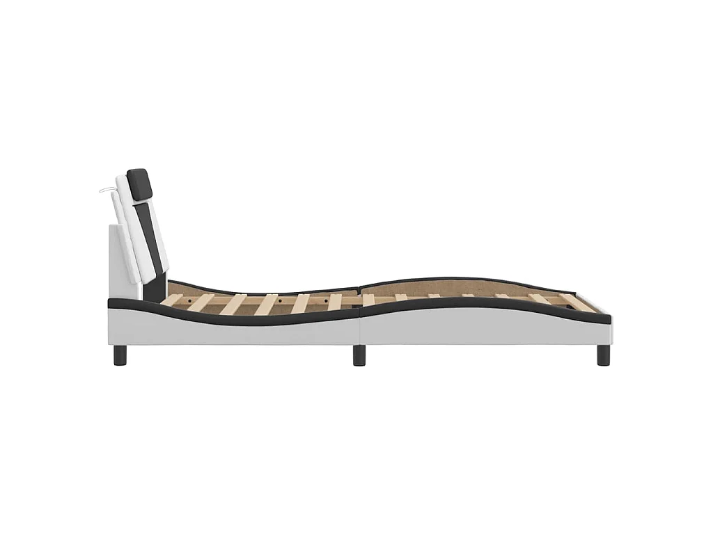 Bettgestell "Viana" mit LED ohne Matratze Weiß und Schwarz 100x200 cm