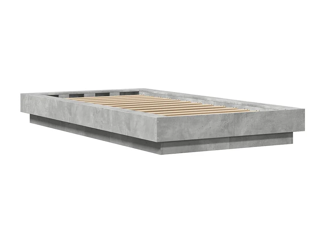 Cadre de lit et lumières LED sans matelas gris béton 90x200 cm