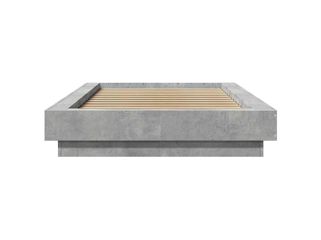 Cadre de lit et lumières LED sans matelas gris béton 90x200 cm