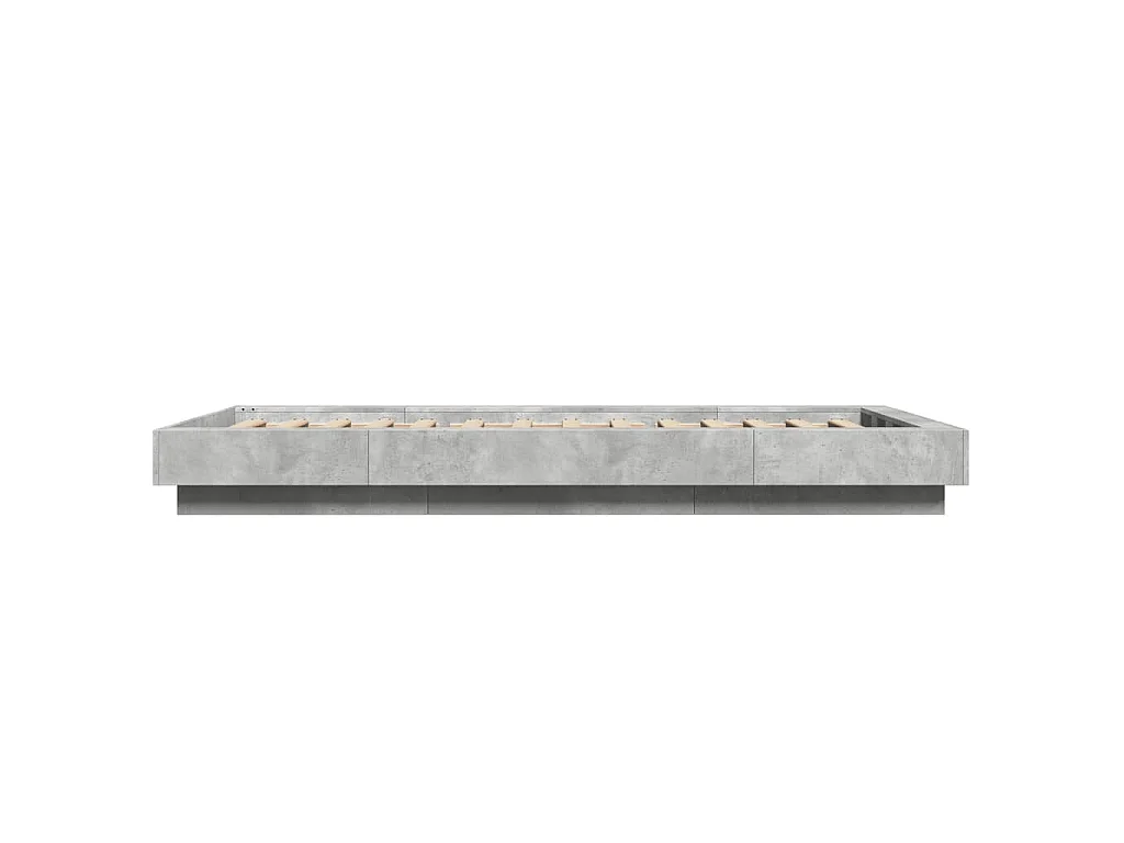 Cadre de lit et lumières LED sans matelas gris béton 90x200 cm
