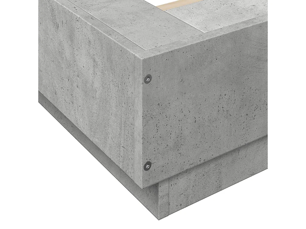 Cadre de lit et lumières LED sans matelas gris béton 90x200 cm