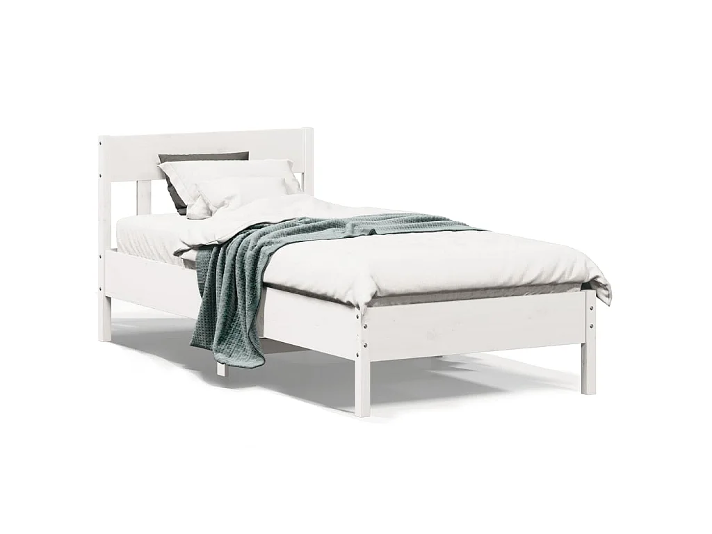 Cadre de lit sans matelas blanc 90x200 cm bois de pin massif