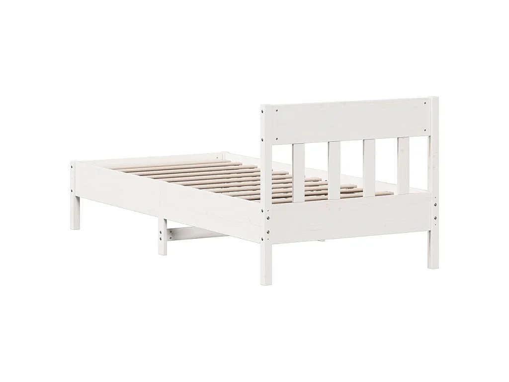 Bedframe zonder matras massief grenenhout wit 90x200 cm