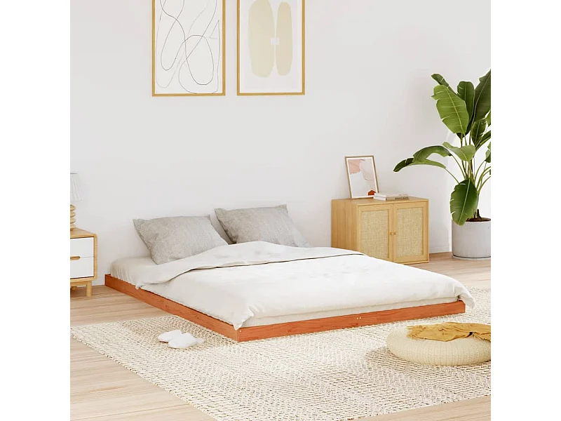 Bedframe massief grenenhout wasbruin 150x200 cm