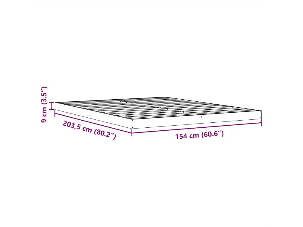 Cadre de lit sans matelas cire marron 150x200cm bois pin massif