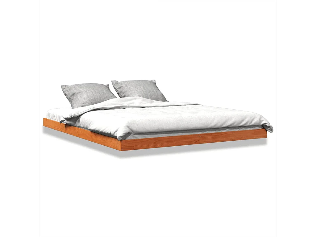 Cadre de lit sans matelas cire marron 150x200cm bois pin massif