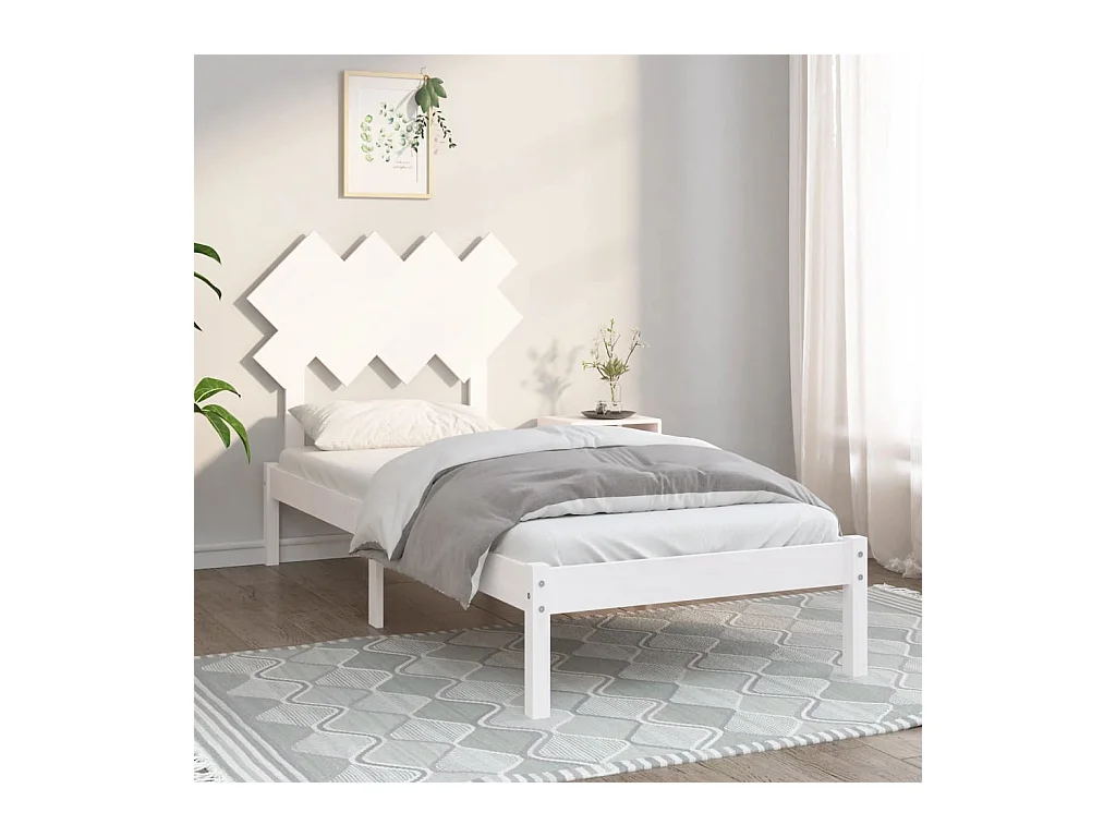 Bedframe massief hout wit 90x190 cm