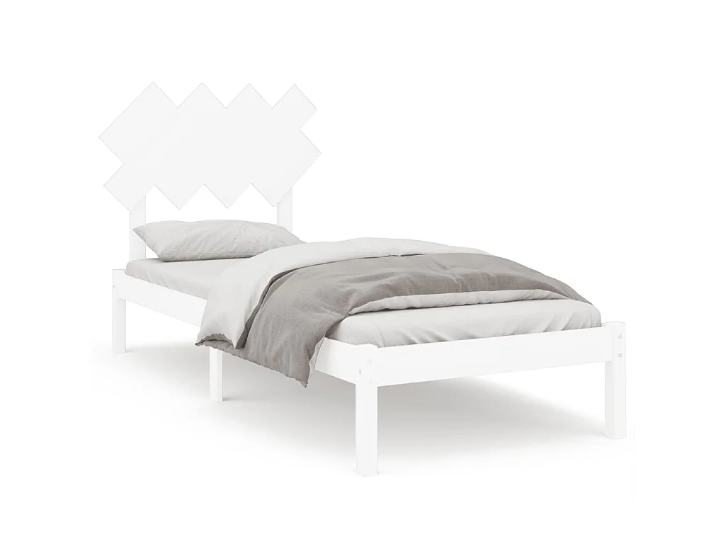 Estrutura de cama solteiro 90x190 cm madeira maciça branco