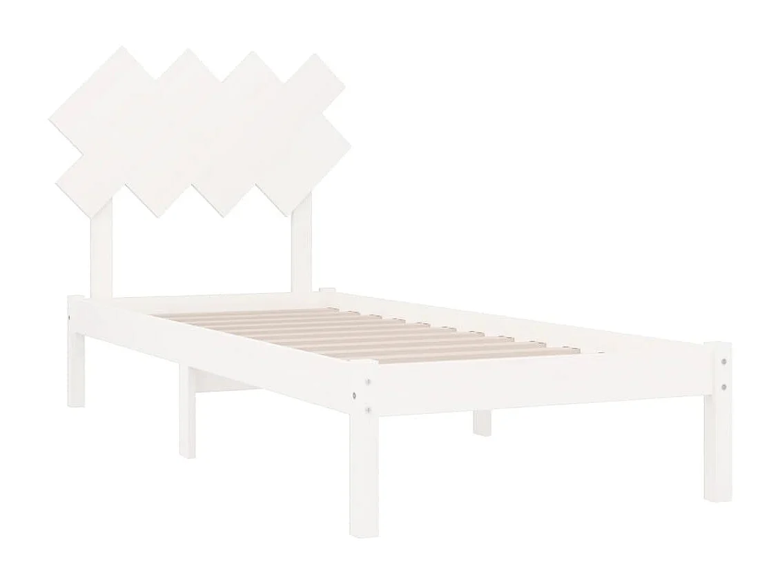 Estrutura de cama solteiro 90x190 cm madeira maciça branco