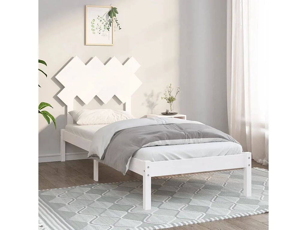 Cadre de lit sans matelas blanc 90x190 cm bois massif
