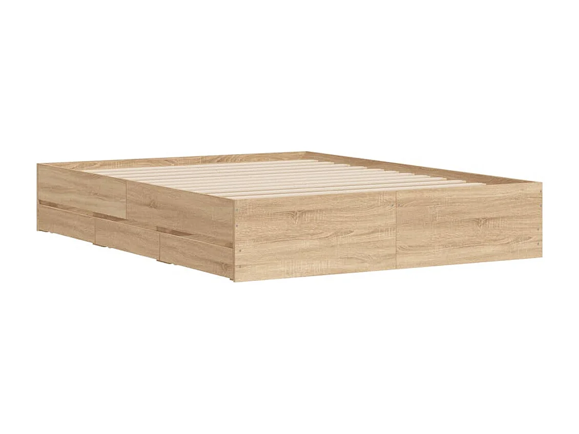 Cadre de lit avec tiroirs sans matelas chêne sonoma 140x200 cm
