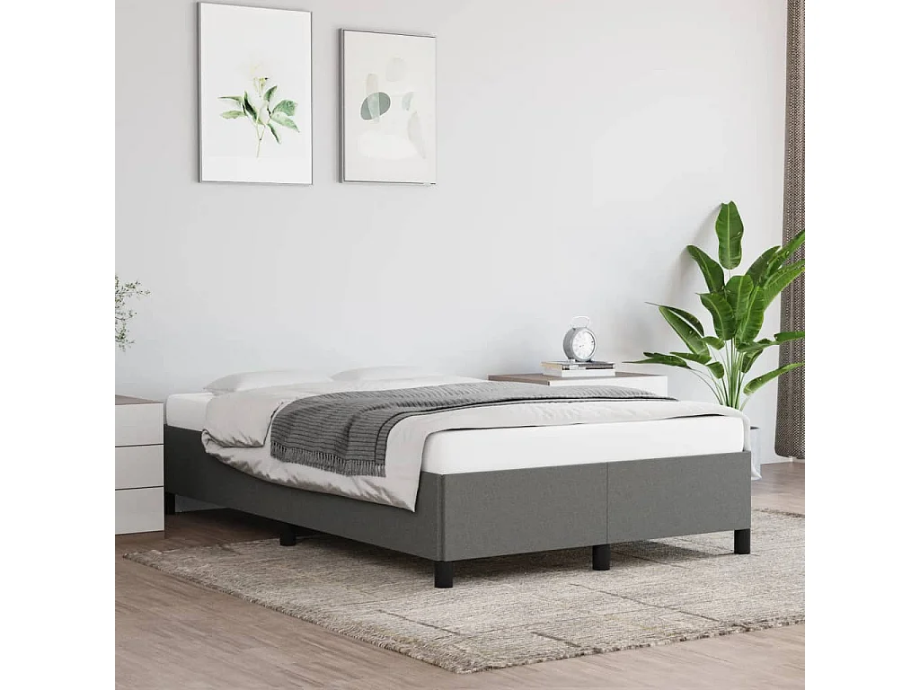 Cadre de lit sans matelas gris foncé 120x190 cm tissu